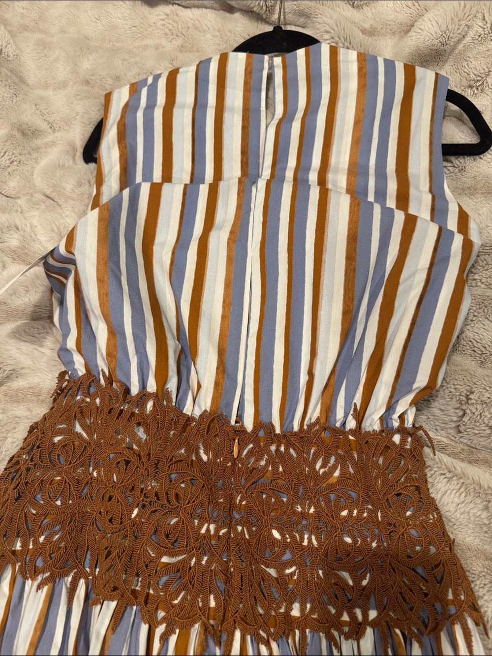 $1.300 Silvia Tcherassi Sleeveless Striped Midi Dress in Blue & Tan - Picture 15 of 16
